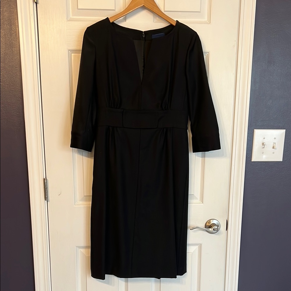J. Crew Black Long Sleeve Sheath Dress with Waist Panel